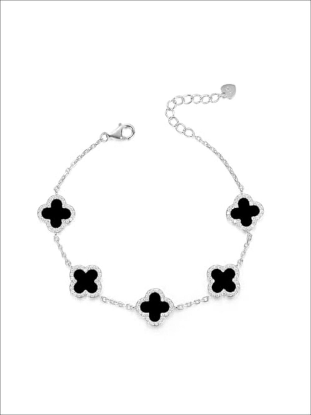 925 Sterling Silver Clover Bracelet Adjustable Link Chain